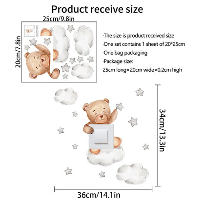 Cartoon Bear Star Switch Sticker For Kids' Room Decor