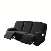 8-Piece Set of Elastic Velvet Couch Covers for 3 Cushions