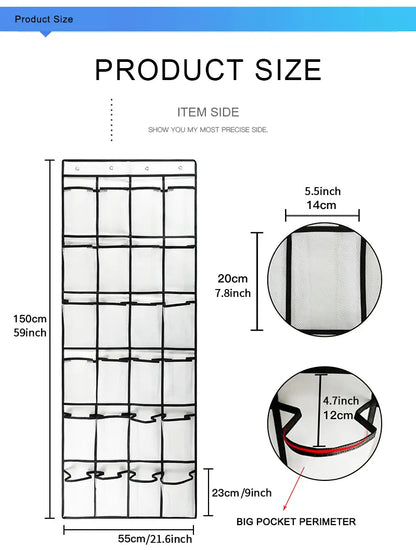 24-Pocket Over-The-Door Shoe Holder